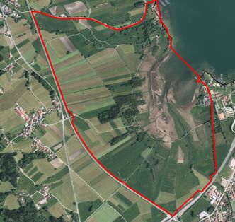 Luftbild: Übersicht über das Projektgebiet "Irschener Winkel"